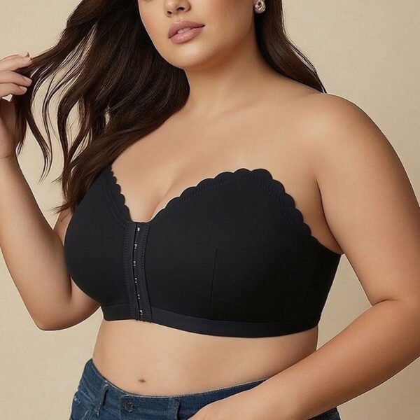 Women’s Strapless Bustier Bra – Non-Slip Stay-in-Place Seamless Tube Top with Front Hook Closure