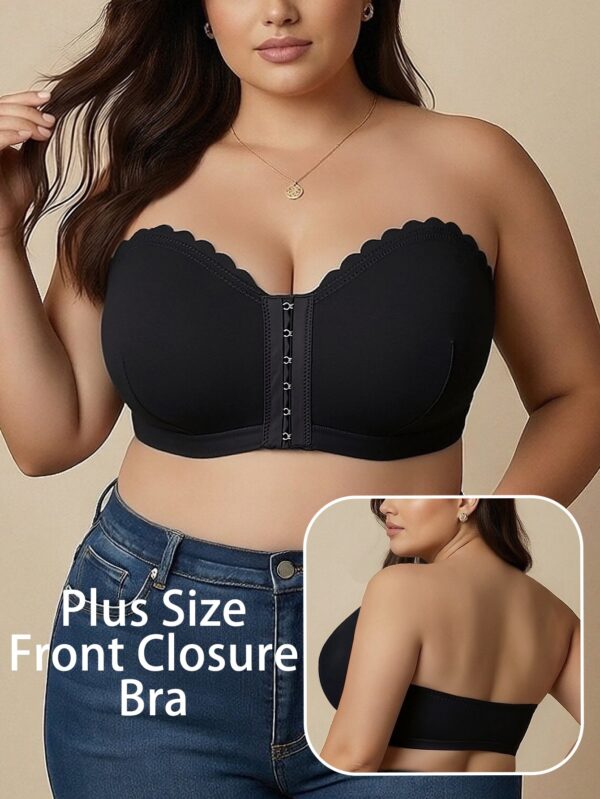 Women’s Strapless Bustier Bra – Non-Slip Stay-in-Place Seamless Tube Top with Front Hook Closure