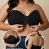 Women’s Strapless Bustier Bra – Non-Slip Stay-in-Place Seamless Tube Top with Front Hook Closure