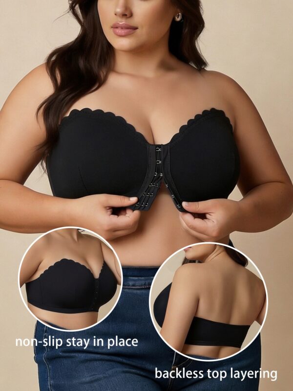 Women’s Strapless Bustier Bra – Non-Slip Stay-in-Place Seamless Tube Top with Front Hook Closure