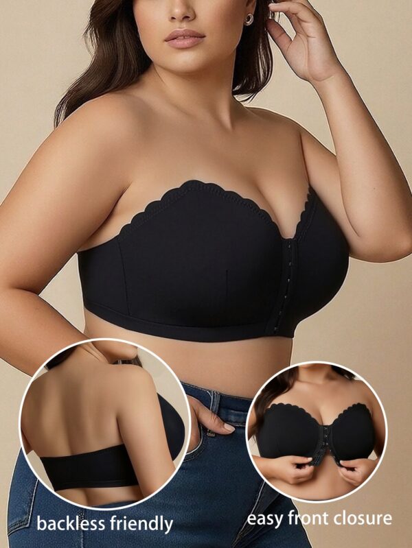 Women’s Strapless Bustier Bra – Non-Slip Stay-in-Place Seamless Tube Top with Front Hook Closure