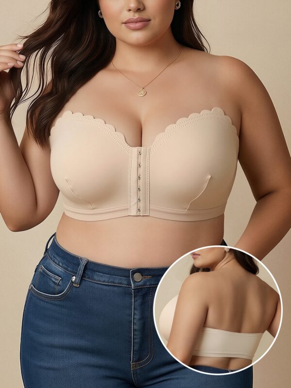 Women’s Strapless Bustier Bra – Non-Slip Stay-in-Place Seamless Tube Top with Front Hook Closure