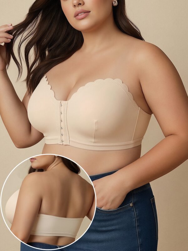 Women’s Strapless Bustier Bra – Non-Slip Stay-in-Place Seamless Tube Top with Front Hook Closure