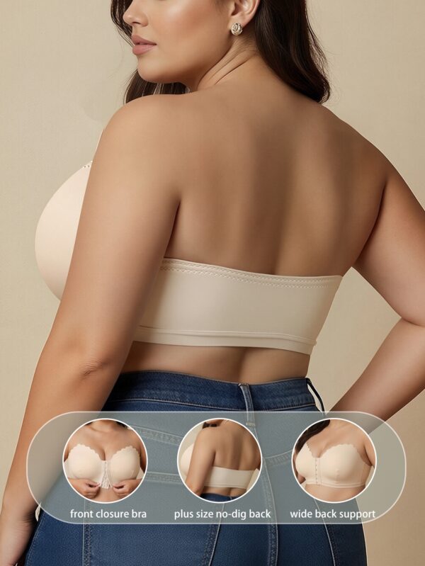Women’s Strapless Bustier Bra – Non-Slip Stay-in-Place Seamless Tube Top with Front Hook Closure