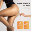 Stretchy women's sheer tights demonstrating flexible and comfortable fit