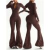 women's leopard print flared jumpsuit