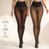 Women's high-waisted tummy control sheer tights in black